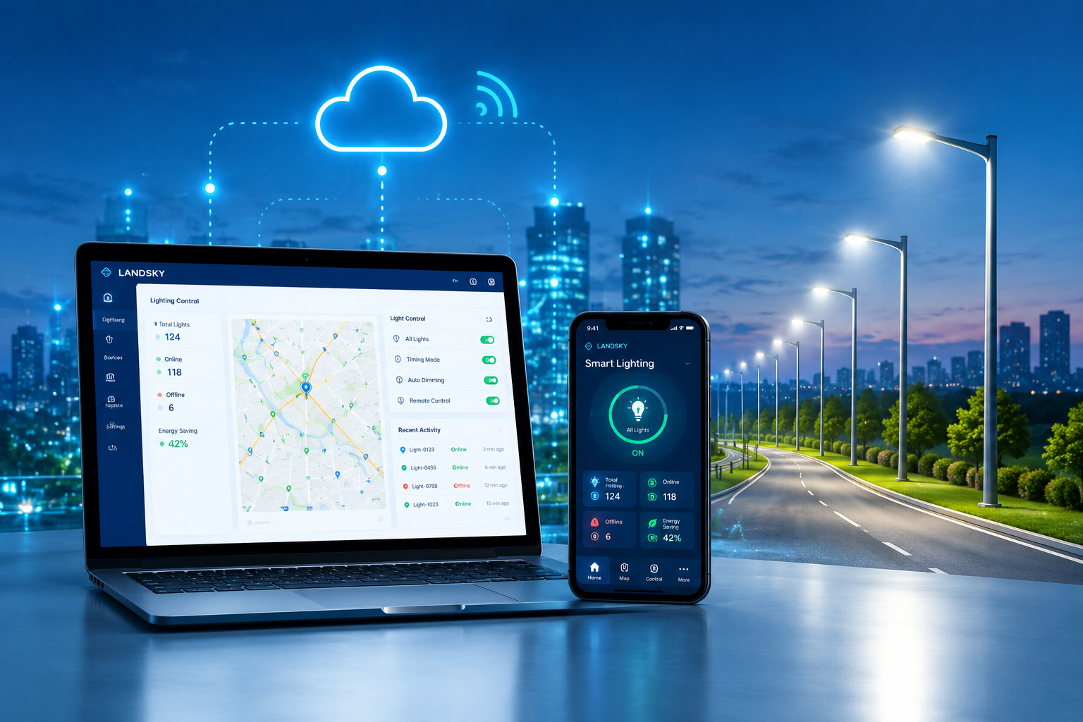 Smart lighting control and monitoring system